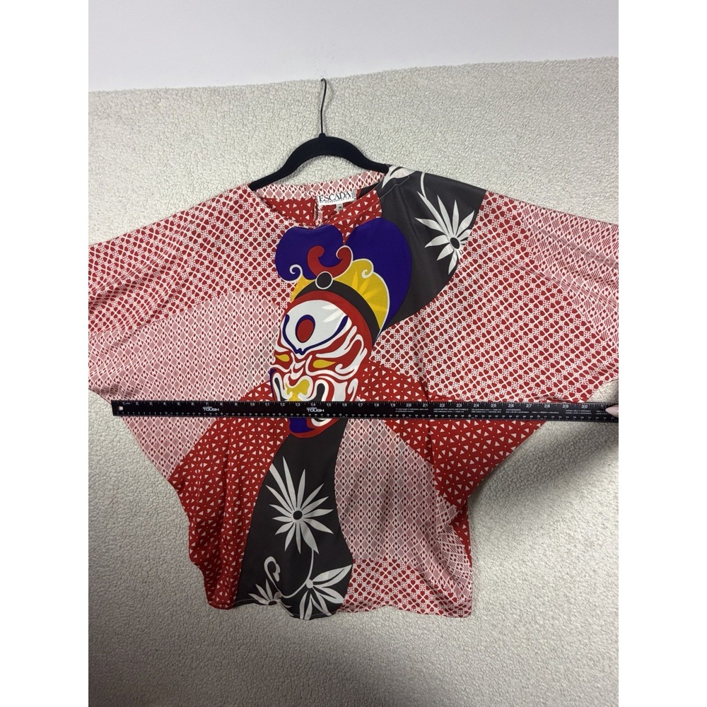 ESCADA Margaretha Ley Silk Vintage Chinese Peking Opera Mask 2 Pc Blouse Skirt - Picture 7 of 15